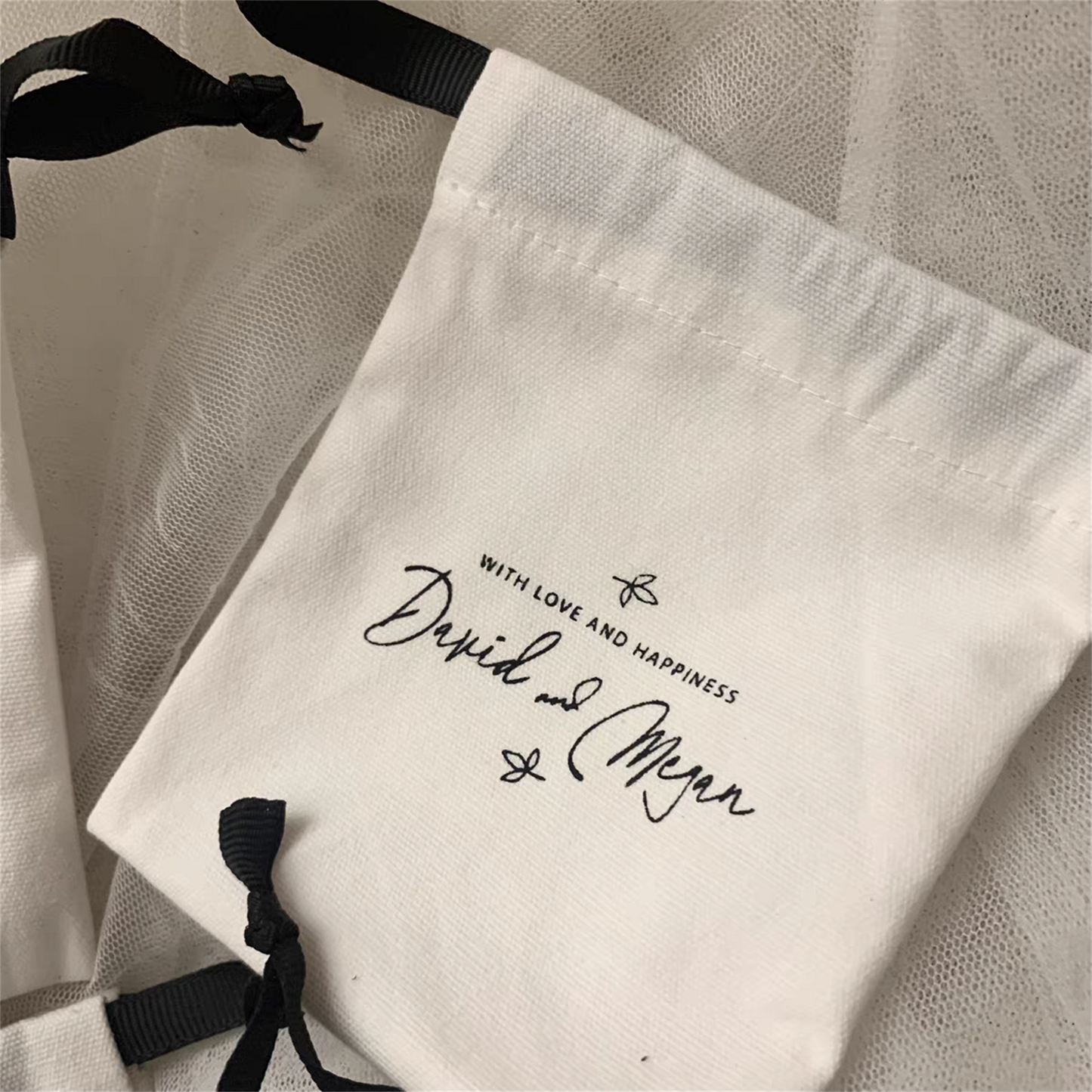 100pcs Custom Logo Cotton Drawstring Jewelry Bags