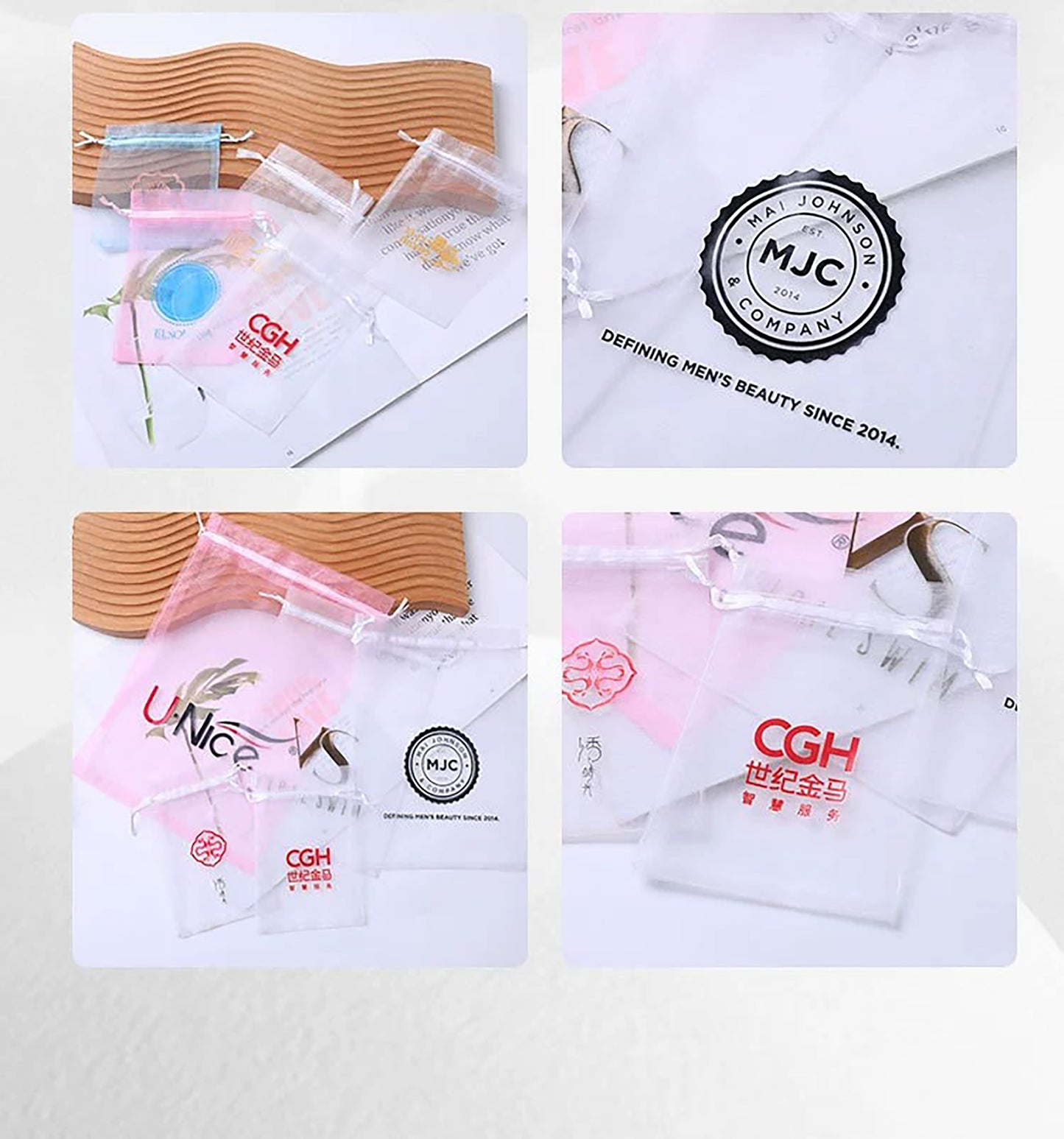 100 pcs Custom Logo Organza Mesh Bags