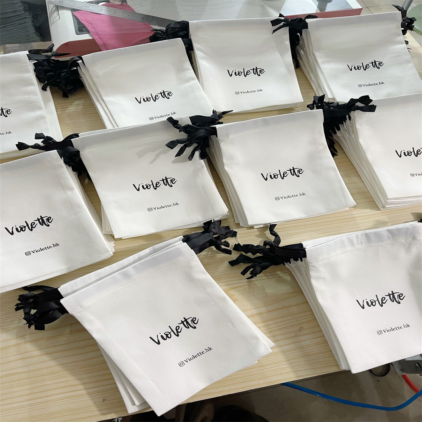 100pcs Custom Logo Cotton Drawstring Jewelry Bags