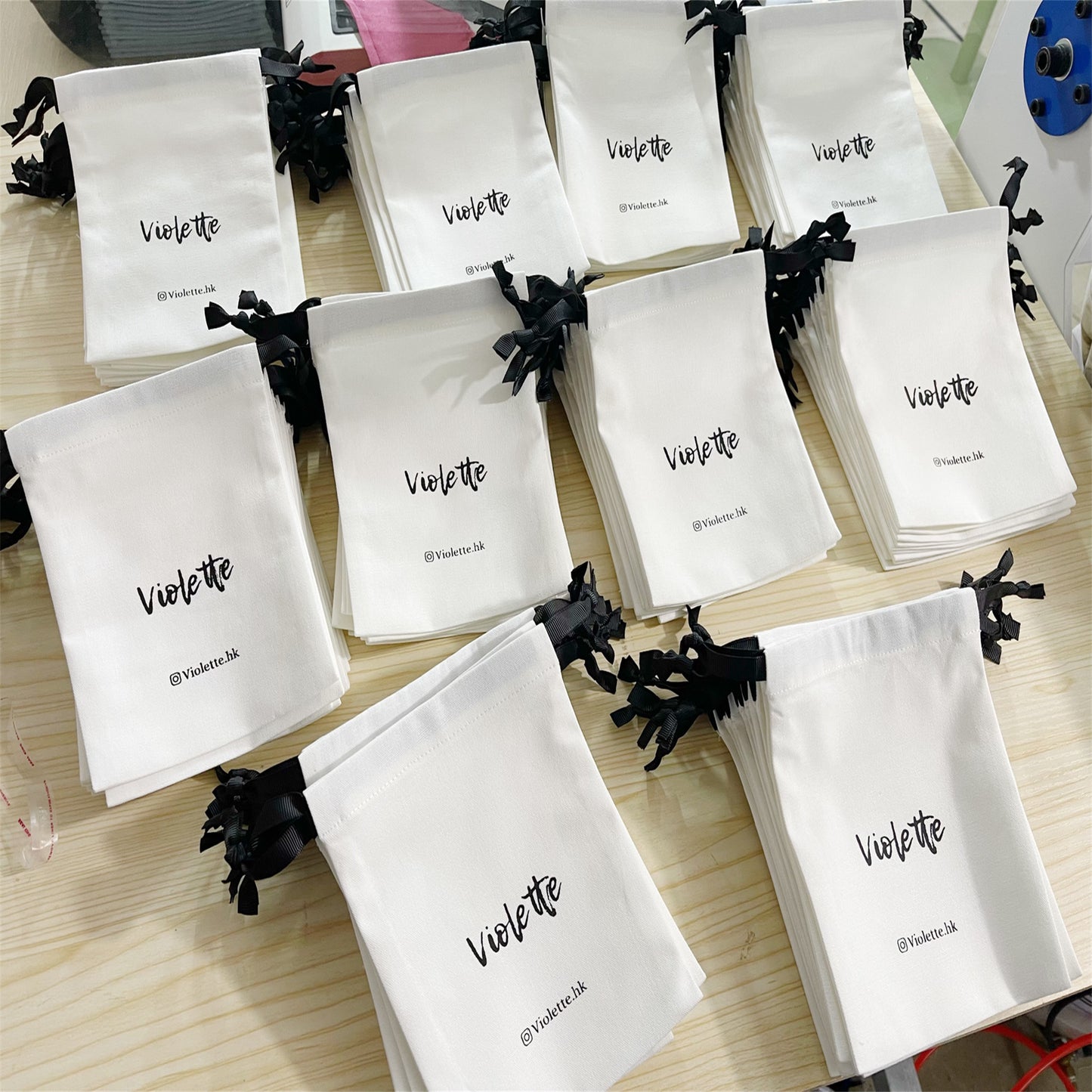 100pcs Custom Logo Cotton Drawstring Jewelry Bags