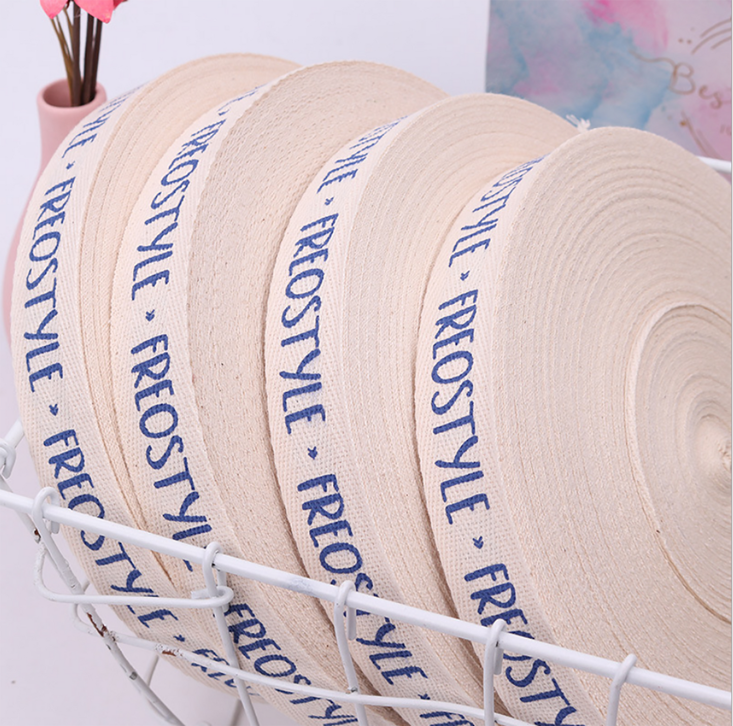 100yards Customized Logo Twill Cotton Ribbons