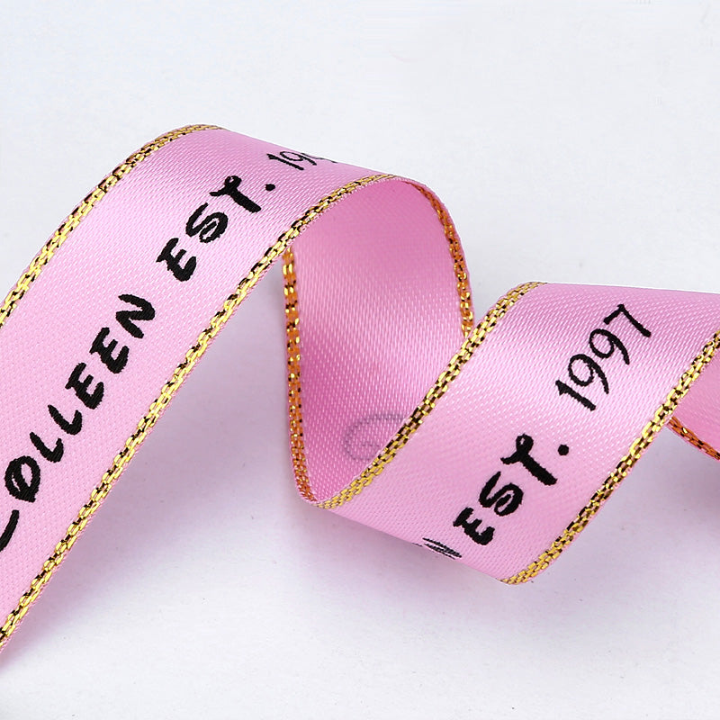 100 yards Satin Ribbon With Gold Edge