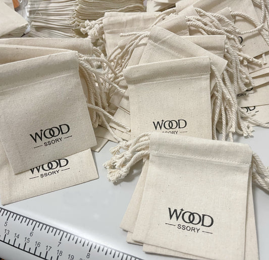100pcs Custom Logo Natural Cotton Linen Drawstring Bag