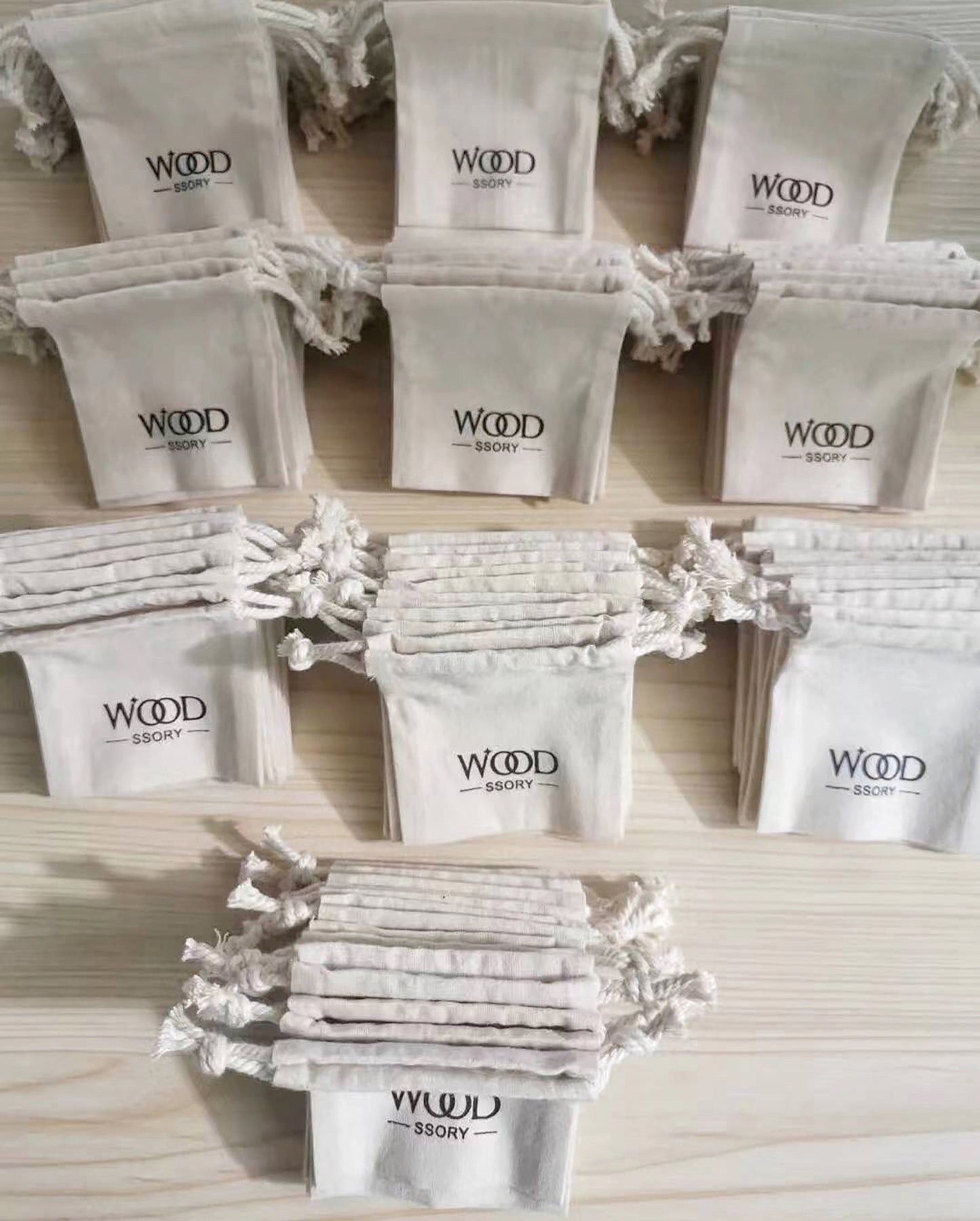 100pcs Custom Logo Natural Cotton Linen Drawstring Bag