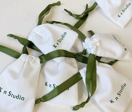 100pcs Custom Logo Cotton Drawstring Jewelry Bags