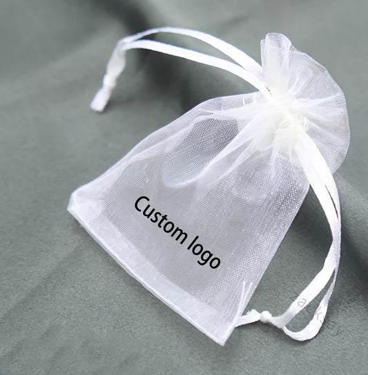 100 pcs Custom Logo Organza Mesh Bags