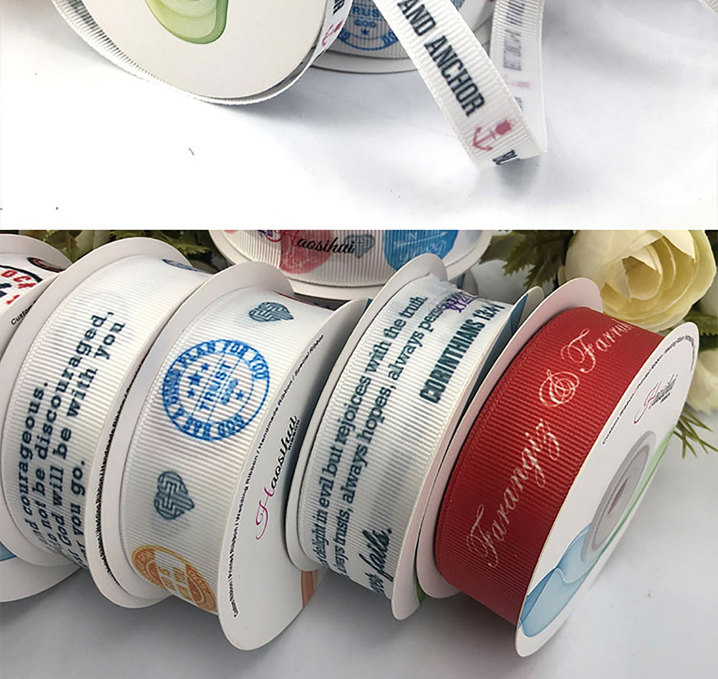 100 Yards/Roll Personalized Grosgrain Ribbon Full Color Printing