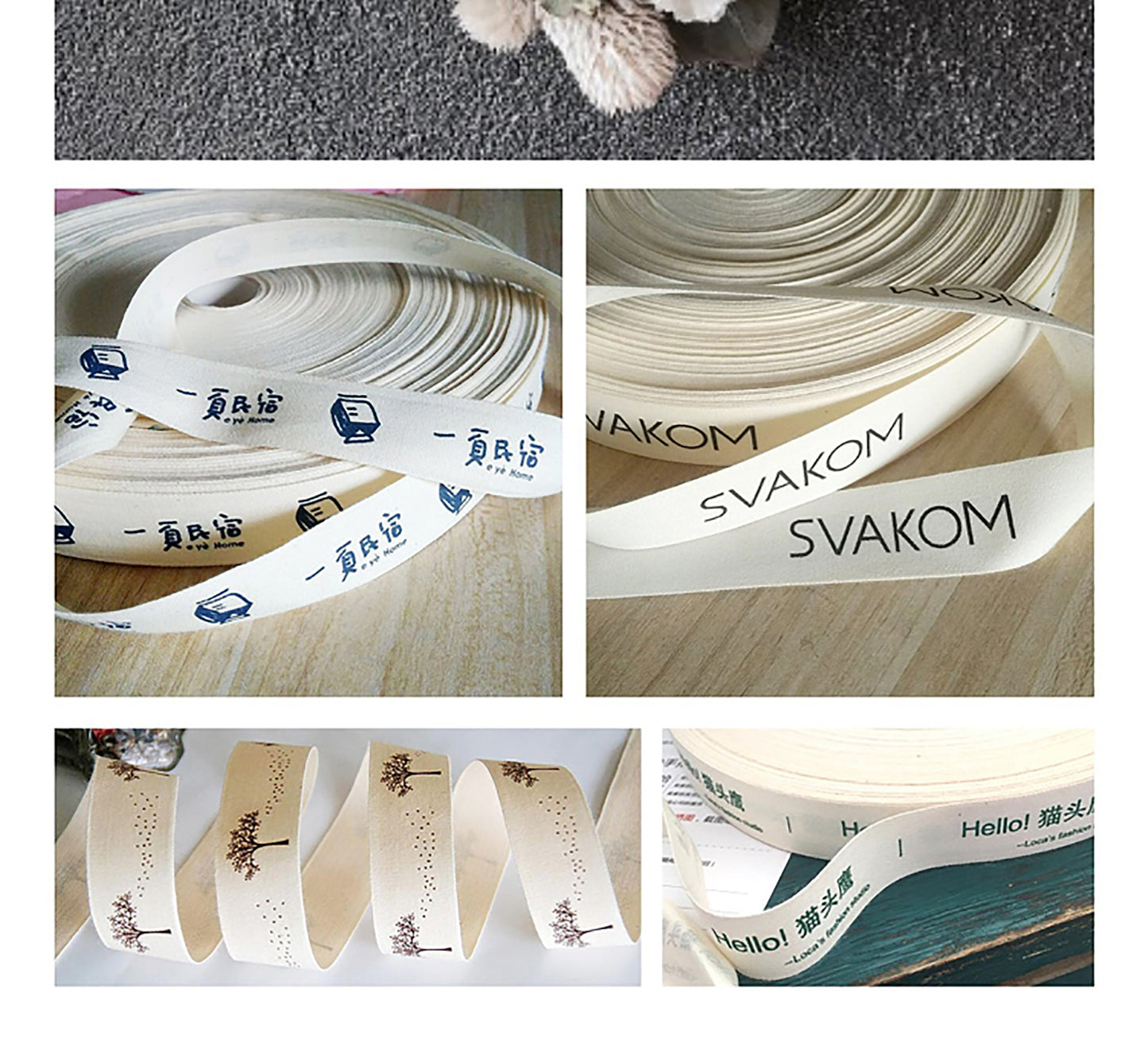 100yards Customized Logo Printed Cotton Ribbons