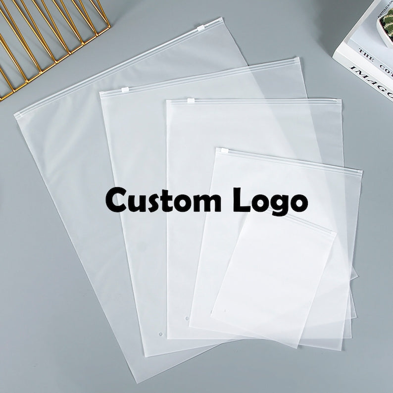100 PC Custom Logo Zipper Bags for Clothing